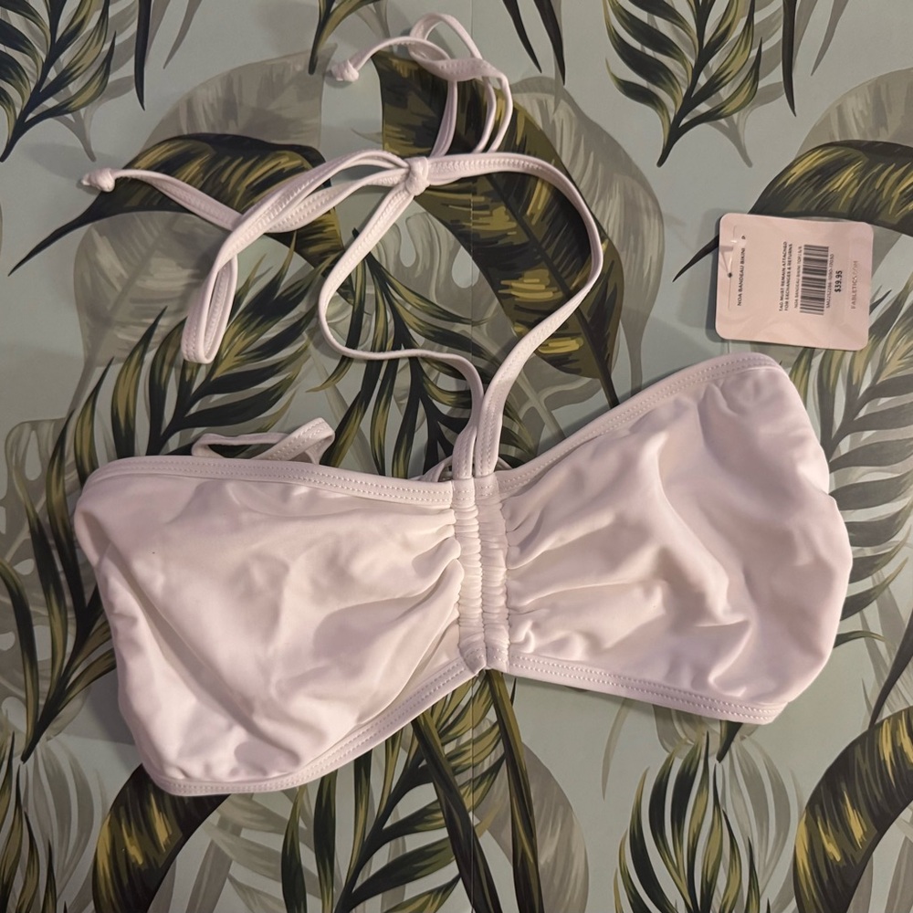 NWT Fabletics White Bandeau Bikini Top